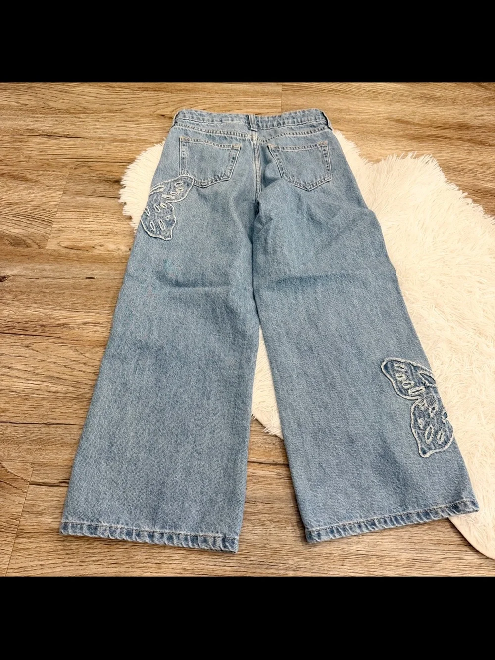 GAP Kids Wide Leg Butterfly Jeans 10 Girls Cotton Natural Fibers 90s